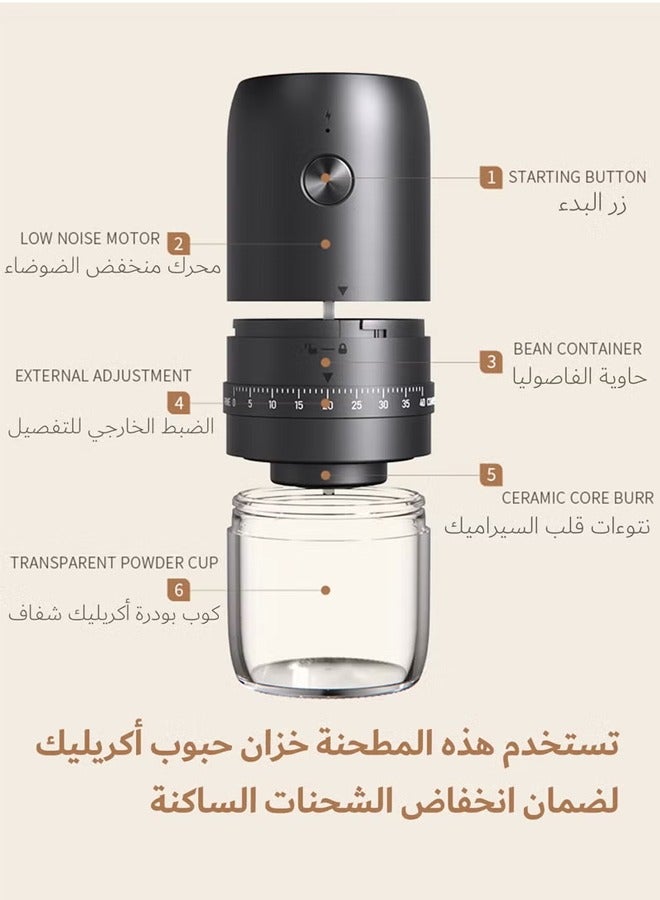 NIBEMINENT Portable V60 Burr Coffee Grinder with 40 Adjustable Settings & 35g Capacity, 1800mAh Rechargeable Coffee Bean Grinder with Conical Ceramic Burr, for Travel, Camping, Office, Espresso, etc  - Image 2