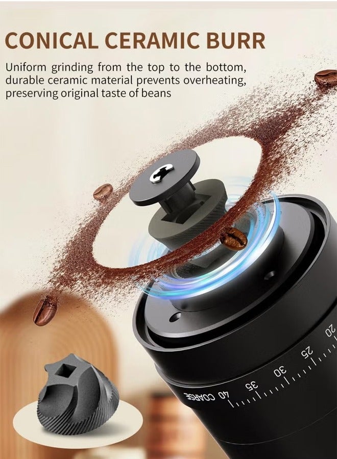 NIBEMINENT Portable V60 Burr Coffee Grinder with 40 Adjustable Settings & 35g Capacity, 1800mAh Rechargeable Coffee Bean Grinder with Conical Ceramic Burr, for Travel, Camping, Office, Espresso, etc  - Image 4
