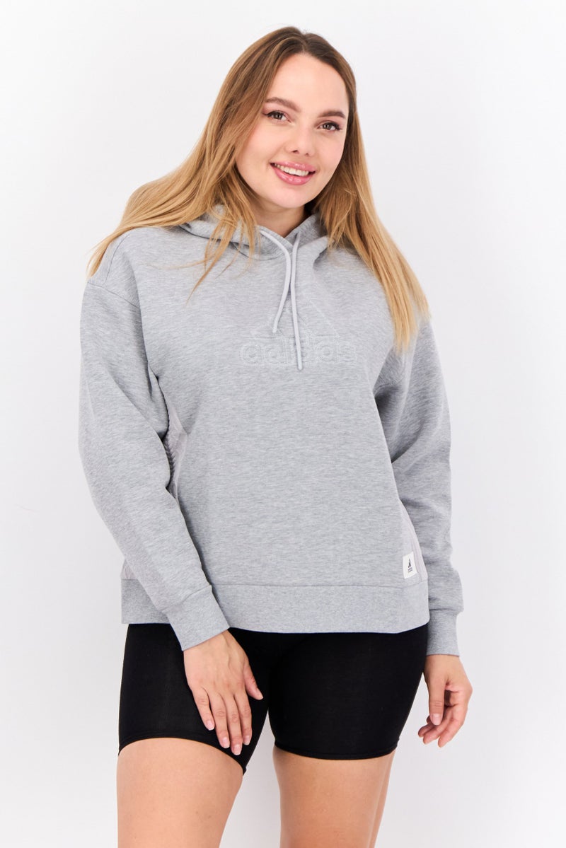 Adidas Women Sportswear Fit Long Sleeves Hoodies, Grey  - Image 1