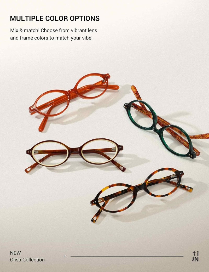 TIJN Olisa Blue Light Blocking Glasses for Women Men,Retro Oval Frame Bluelight Eyeglasses for Gaming/Computer/Screen, 06. Creamy Yellow, 49-18-146 - Image 5