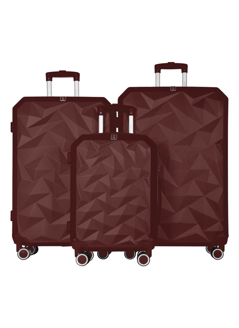 PARAJOHN - Crystaline ABS Luggage Trolley Set-3 Pcs-BURGUNDY - Image 1