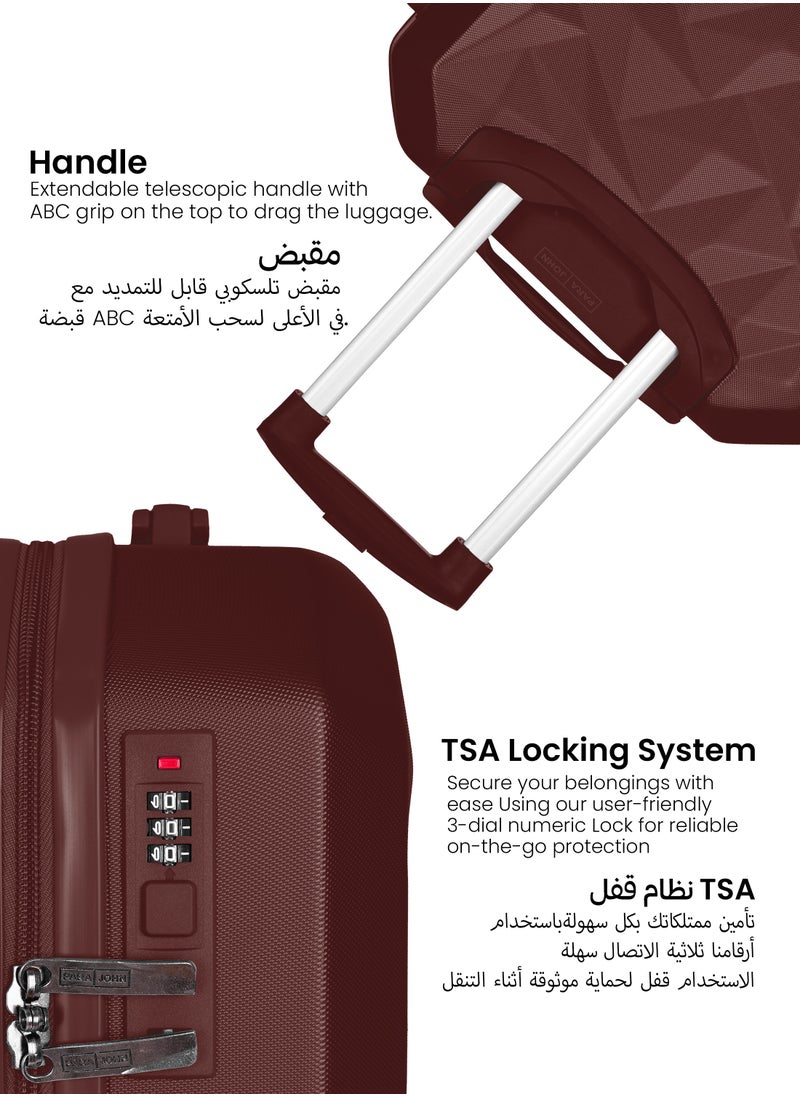 PARAJOHN - Crystaline ABS Luggage Trolley Set-3 Pcs-BURGUNDY - Image 1