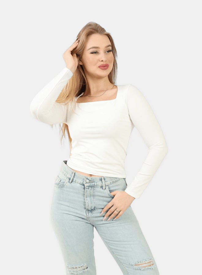 LAVEX Women Square Neck Long Sleeve Top - Image 2