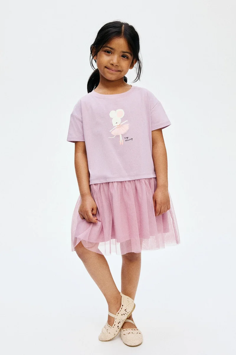 H&M Print-motif tulle-skirt dress