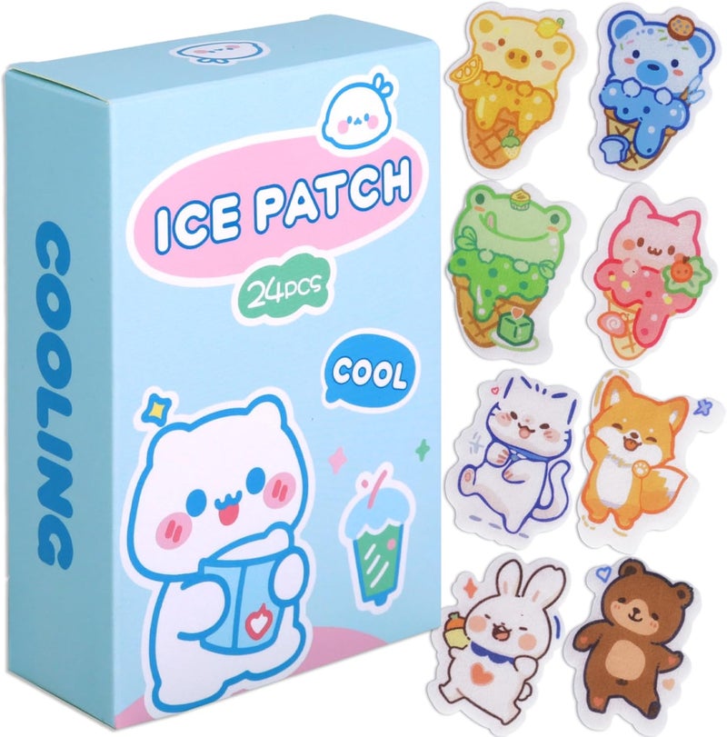 coldchill 24 Sheets Cooling Patches for Fever Discomfort, Cooling Fever Reducer, Kids Cool Pads Soothe Headache Pain (24 Multicolor) - Image 1