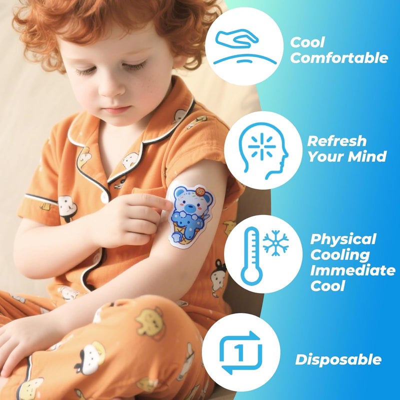 coldchill 24 Sheets Cooling Patches for Fever Discomfort, Cooling Fever Reducer, Kids Cool Pads Soothe Headache Pain (24 Multicolor) - Image 5