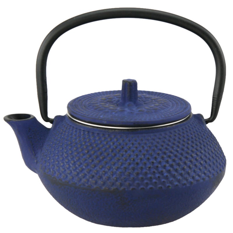 Creative Home Kyusu 10 oz Cast Iron Tea Pot with Removable Stainless Steel Infuser Basket Blue - Image 2