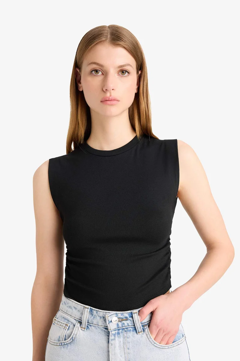 Defacto Slim Fit Basic Crew Neck Ribbed Tank Top