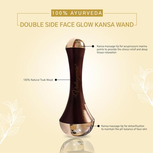 Vintageware® Kansa Wand Combo – Mushroom & Double Sided Kansa Wand for Face, Body & Foot Massage | Ayurvedic Massager for Detoxification, Pain Relief & Relaxation - Teak Wood Handle - Image 5