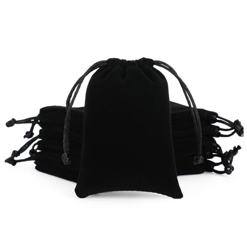 Tapleap Jewelry Bags, 12Pcs Black Velvet Coin Pouch, 3x4 Drawstring Bags, Wedding, Valentine's Day, For Wrapping Dnd Dice, Jewelry, Resin Runes, Mini Urns - Image 1