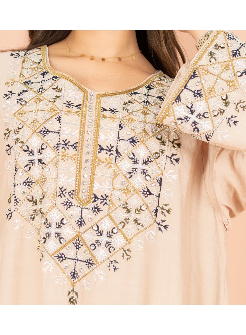 IKKXA Straight Cut Classic Embroidery Patterns Jalabiya - Image 2