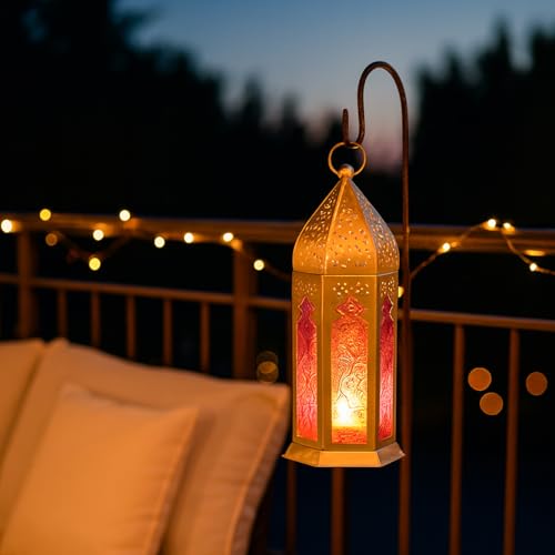 MARKET 99 Market99 Golden Moroccan Lantern | A Premium Glossy Domed Metal & Glass Lantern for Diwali or Garden Lighting; Works Beautifully as a Centerpiece for Living Rooms, patios, and Festive Events. - Image 4