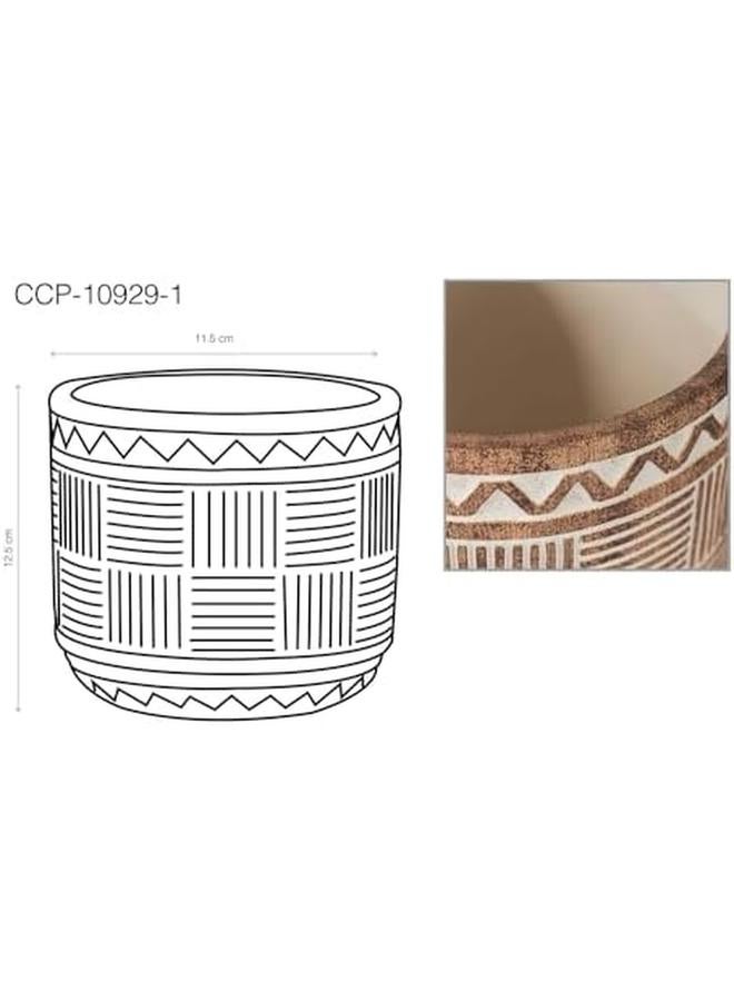 SGC Cement Pot Flower Pot Round Shape Color Dark Brown Size 12.5 * 12.5 * 11.5 Cm - Image 4