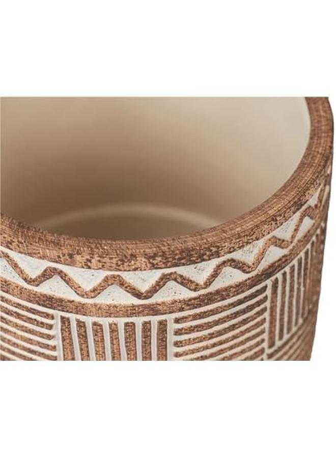 SGC Cement Pot Flower Pot Round Shape Color Dark Brown Size 12.5 * 12.5 * 11.5 Cm - Image 3