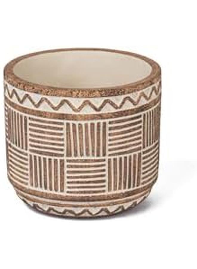 SGC Cement Pot Flower Pot Round Shape Color Dark Brown Size 12.5 * 12.5 * 11.5 Cm - Image 2