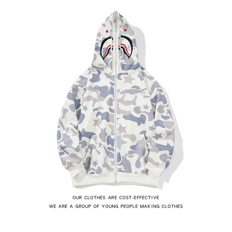 Couple Hoodie Jacket Streetwear Hip Hop American Style Zipper Open Cardigan Towel Embroidery Sweatshirt Trendy Polyester Fiber gray white 
