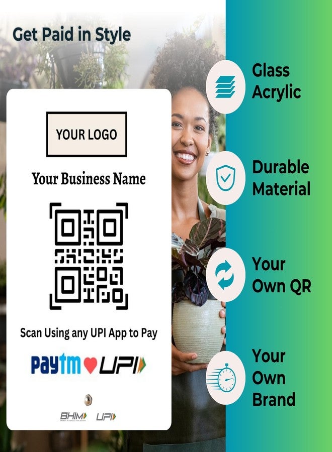 tinydabba UPI Payment Standee | Custom Acrylic Stand with QR Code, Logo & Business Name | Compatible with All Major UPI App | Design 1 - Image 5
