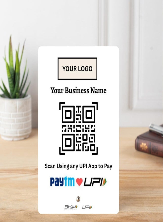 tinydabba UPI Payment Standee | Custom Acrylic Stand with QR Code, Logo & Business Name | Compatible with All Major UPI App | Design 1 - Image 1