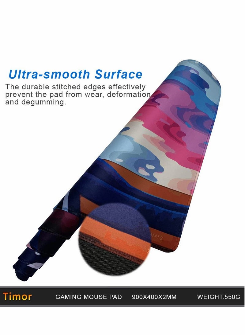 Excefore Large Gaming Mouse Pad with Stitched Edges, Extended Mousepad Superior Micro-Weave Cloth, Non Slip Base, Water Resist Keyboard Pad, Desk Mat for Gamer, Office Home(90x40cm) - Image 3