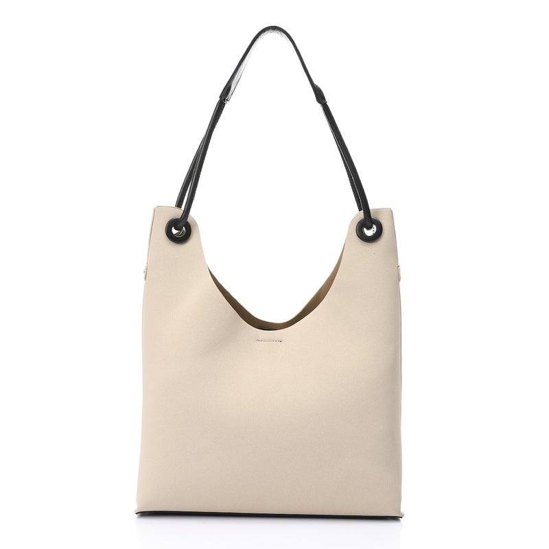 Mr.joe Hobo Shoulder Bag with Beaded Charm - Beige - Image 3