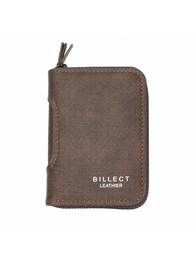 BILLECT Men's Full Zip Wallet for Cards and Cash – Compact Multi-Pocket Design – Light brown - Image 3