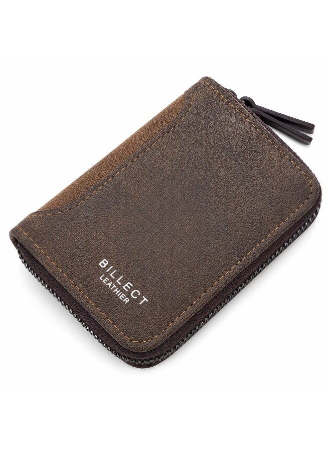 BILLECT Men's Full Zip Wallet for Cards and Cash – Compact Multi-Pocket Design – Light brown - Image 1