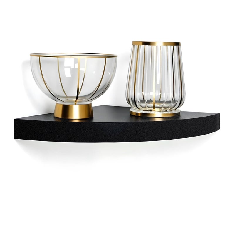 [IN]PLACE InPlace Durbale Corner Shelf - Easy to Install & Remove, Floating Corner Shelves - Wall Mounted Decorative Corner Shelf for Bouquet of Flowers or Small Lamp - 11.8"D x 11.8"W x 2"H, Espresso - 191808 - Image 1