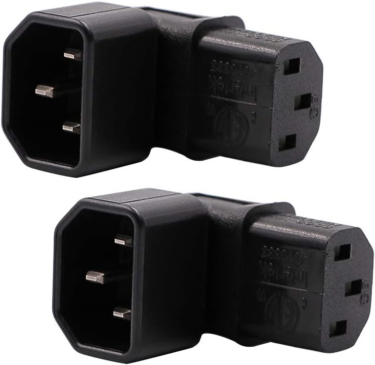 WYMECT IEC C14 to C13 Power Adapter PDU Plug/Socket Down 90 Degree for LCD Wall Mount TV 2 Pack - Image 1