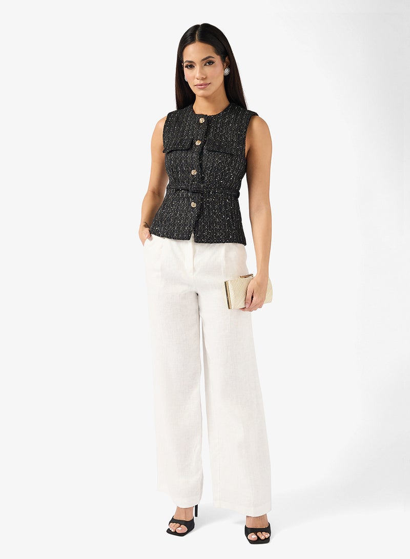 ELLA Belted Tweed Vest - Image 4