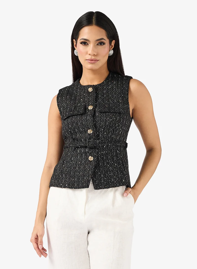 ايلا Belted Tweed Vest