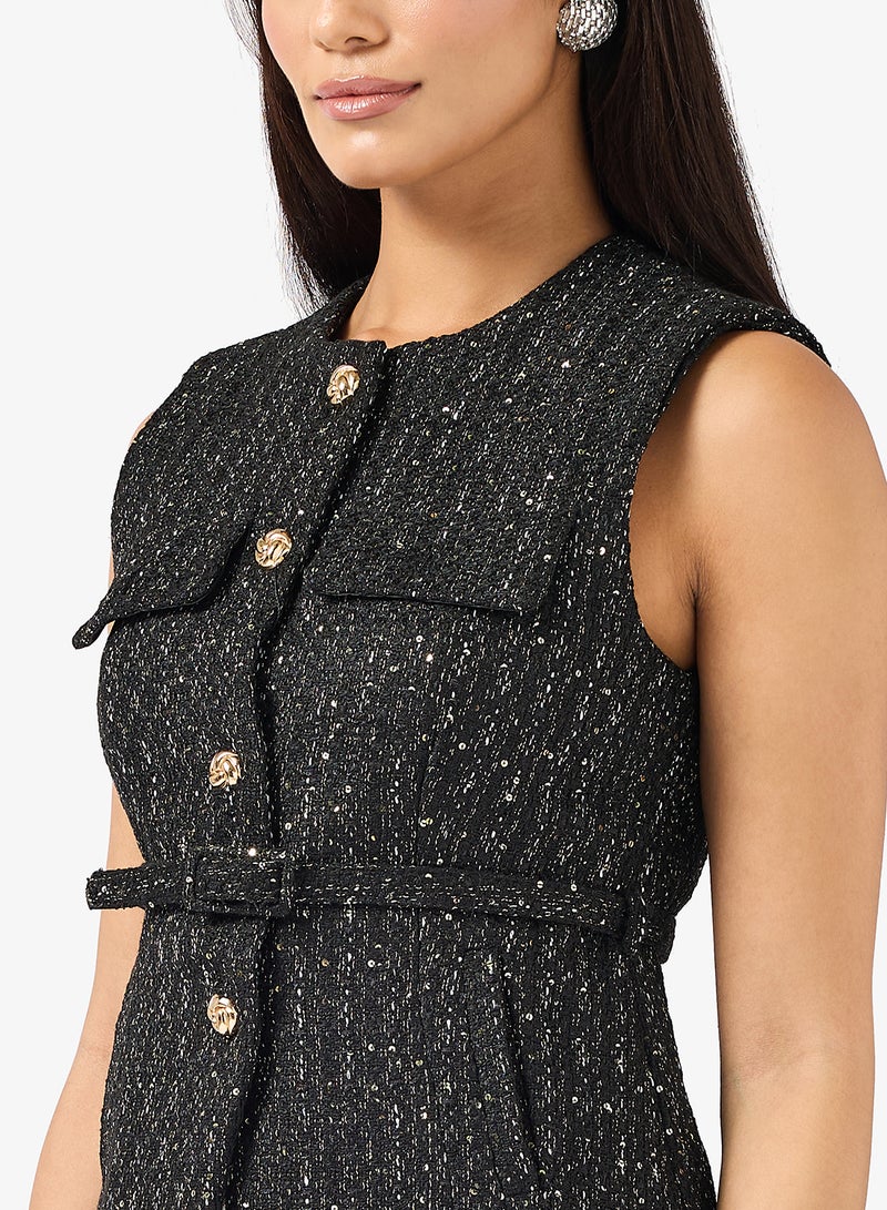 ELLA Belted Tweed Vest - Image 3