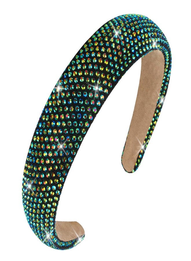 CAVETEE Rhinestone Headband，Non-slip Sparkly Wide Headbands Hair Bands Crystal Fancy Headbands Green Headband Comfortable Formal Hair Accessoriesfor Women Girls Christmas - Image 1