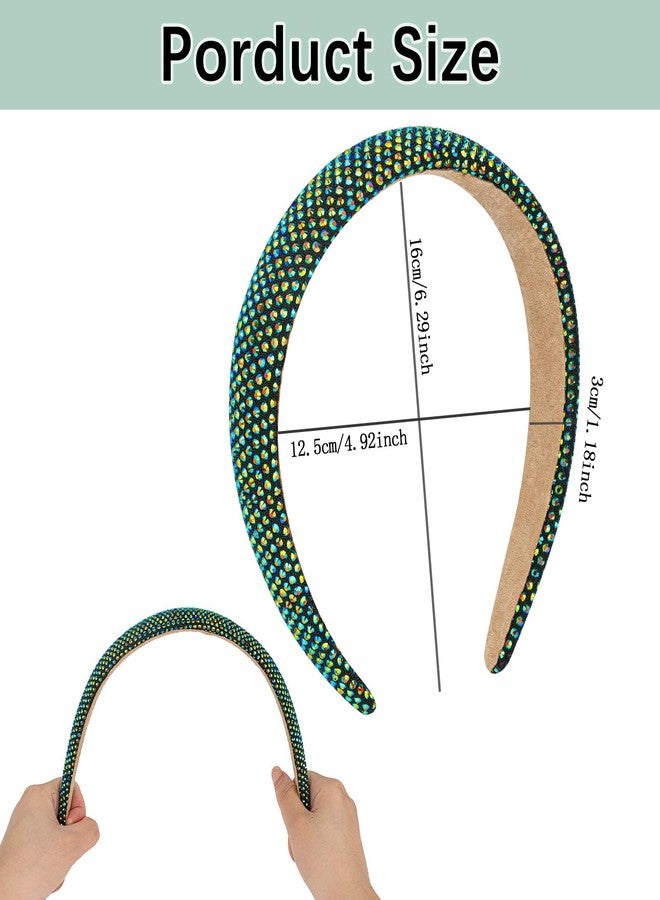 CAVETEE Rhinestone Headband，Non-slip Sparkly Wide Headbands Hair Bands Crystal Fancy Headbands Green Headband Comfortable Formal Hair Accessoriesfor Women Girls Christmas - Image 5