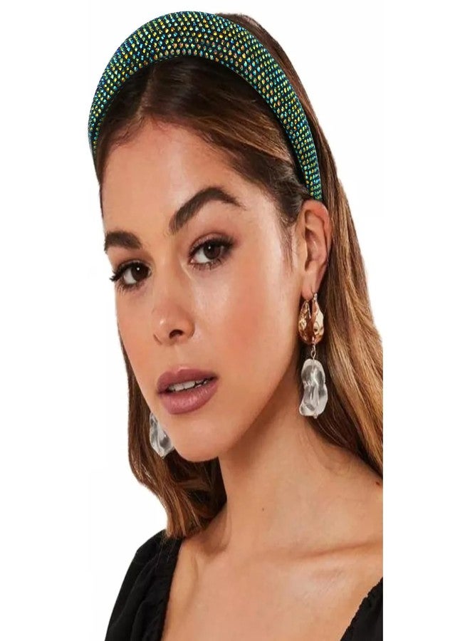 CAVETEE Rhinestone Headband，Non-slip Sparkly Wide Headbands Hair Bands Crystal Fancy Headbands Green Headband Comfortable Formal Hair Accessoriesfor Women Girls Christmas - Image 4