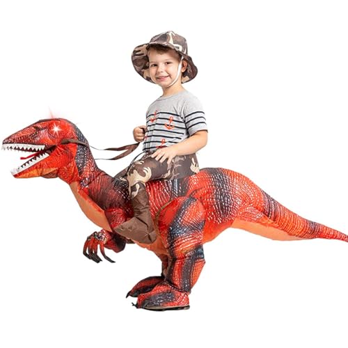 GOOSH Inflatable Dinosaur Costume for Kids Halloween Costumes Boys Girls Funny Blow up Costume for Halloween Party Cosplay (7-10Yrs) - Image 1