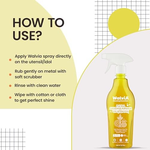 Walvia Naturals Patra Sudhikarnam - 500 ML Utensil Cleaning Spray Brass, Copper, Metal, Steel Polish, Turnish Remover, Instant Shine Jewellery, Articles And Silverware Without Silver Loss - Image 4