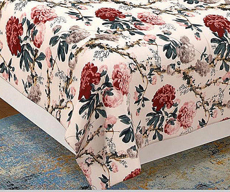 IM FAB IMFAB 100% Cotton Printed Single Bed Bedsheet with 1 Pillow Covers (60 x 90 inches)- Maroon/Red - Image 2