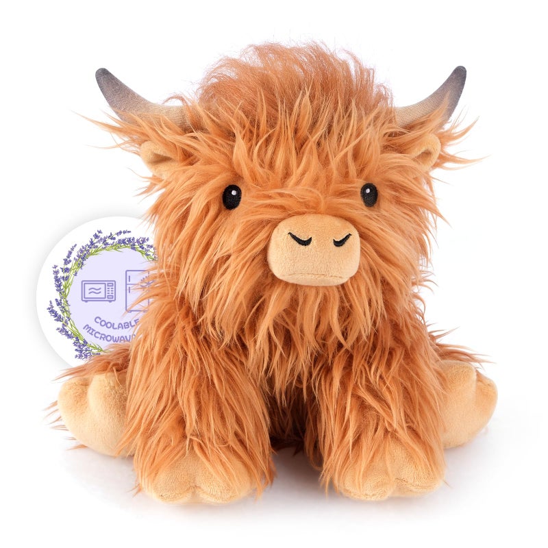 SuzziPals Heatable & Coolable Highland Cow Stuffed Animal, Microwavable Stuffed Animals Heating Pad for Period DIscomfort, Cuddly Cattle Stuffed Animal for Warmth & Comfort, Highland Cow Gifts for kid - Image 1