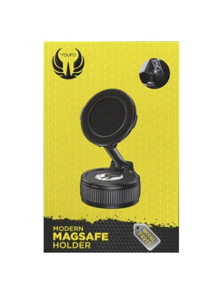 يوفو حامل الجوال المغناطيسي YOUFO – تثبيت بشفط الفاكيوم (Vacuum Suction)، مغناطيس N52 فائق القوة، دوران 360° كامل، متوافق عالمياً (iPhone & Android). - Image 2