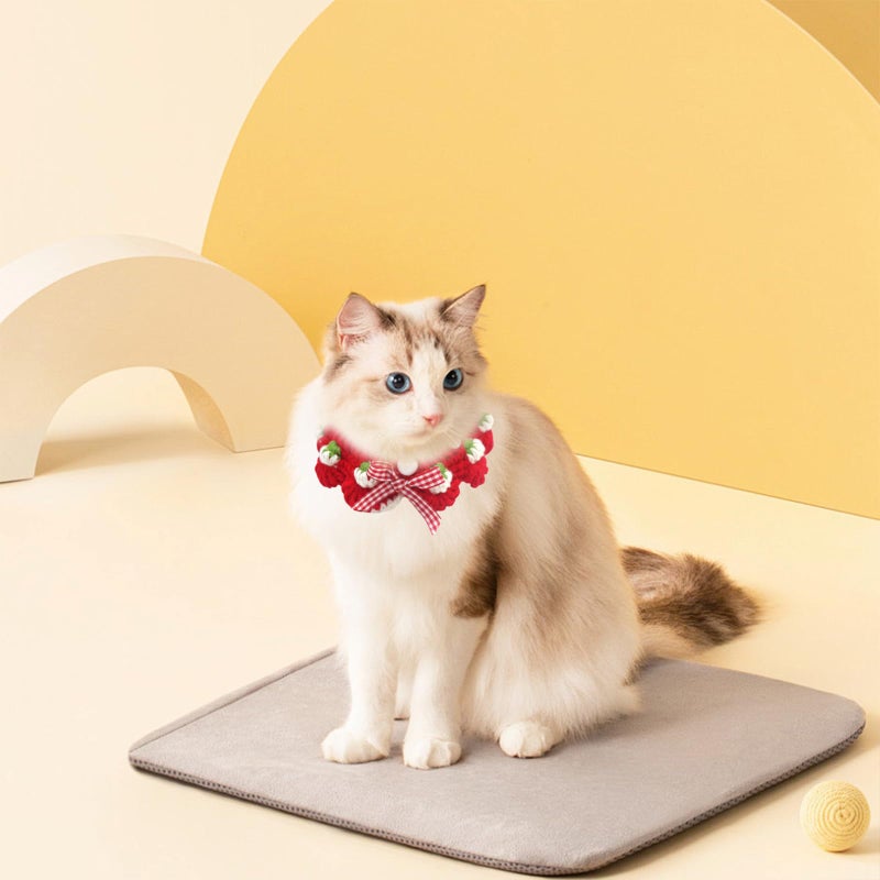 Aoeeki Cat Collar Breakaway, Kitten Collar with Cute Bow Tie and Strawberry Pattern Comfortable for Kitty and Small Puppies, Bandana Fits Neck 2-3 Inches(S)(red) - Image 2