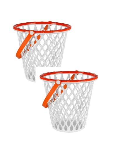 Retail SG - (2) Basketball Themed Easter Egg Gathering pails Halloween Birthday Buckets Basket Sports Open Grid 8.375x7.875 White - Image 1