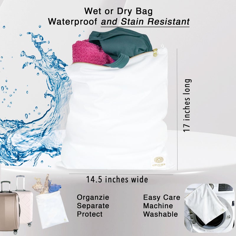 Ornadi Waterproof Antimicrobial Travel Laundry Bag Inhibits Bacteria from Wet Swimsuits & Towels Prevents Luggage Odor from Dirty Gym Clothes Made in USA 14 X 17.5” - Image 2
