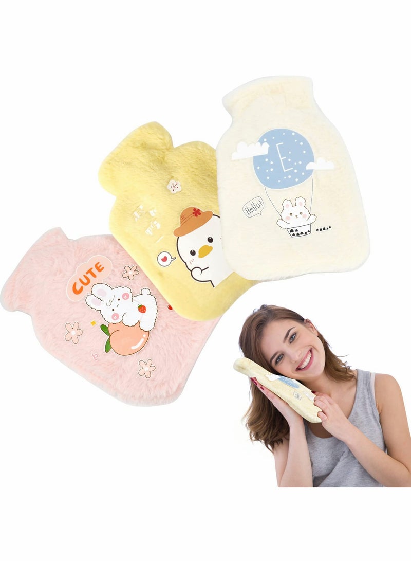 KASTWAVE 3Pack Mini Hot Water Bottles with Soft Cover Cute Plush Bag Bottle for Neck Shoulder Pain Relief and Hand Feet Warmer Menstrual Cramps Compress Cold Therapy - Image 1