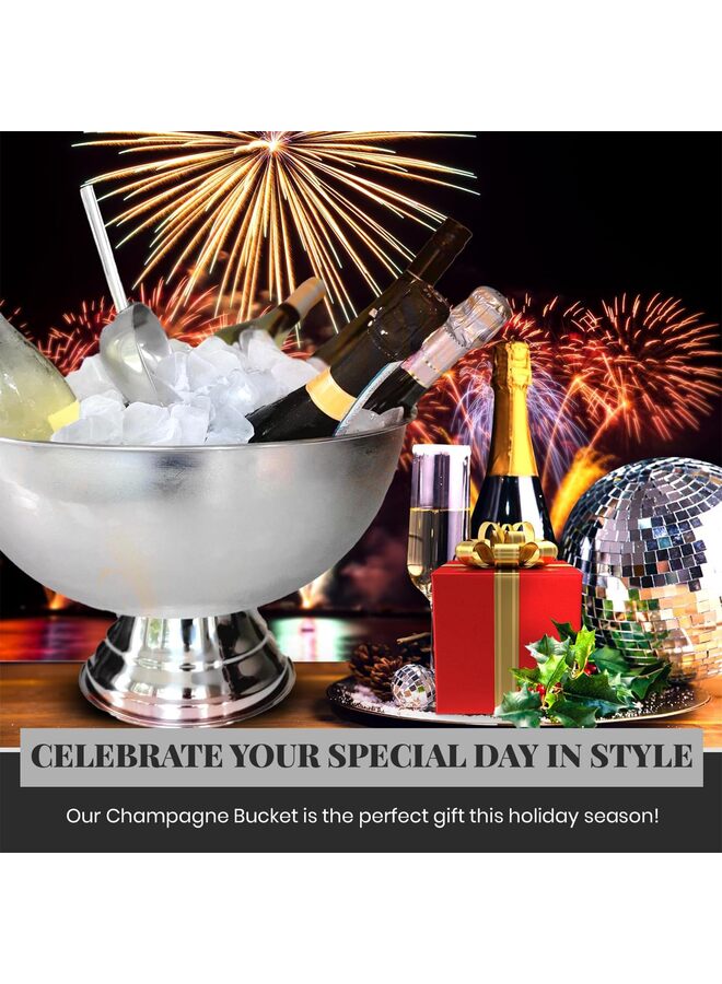 دلو ثلج سعة 13.5 لتر من الفولاذ المقاوم للصدأ، دلو شمبانيا كبير للمشروبات، البيرة، النبيذ، الشمبانيا، المشروبات الباردة، لوازم الحفلات، البار - Image 4