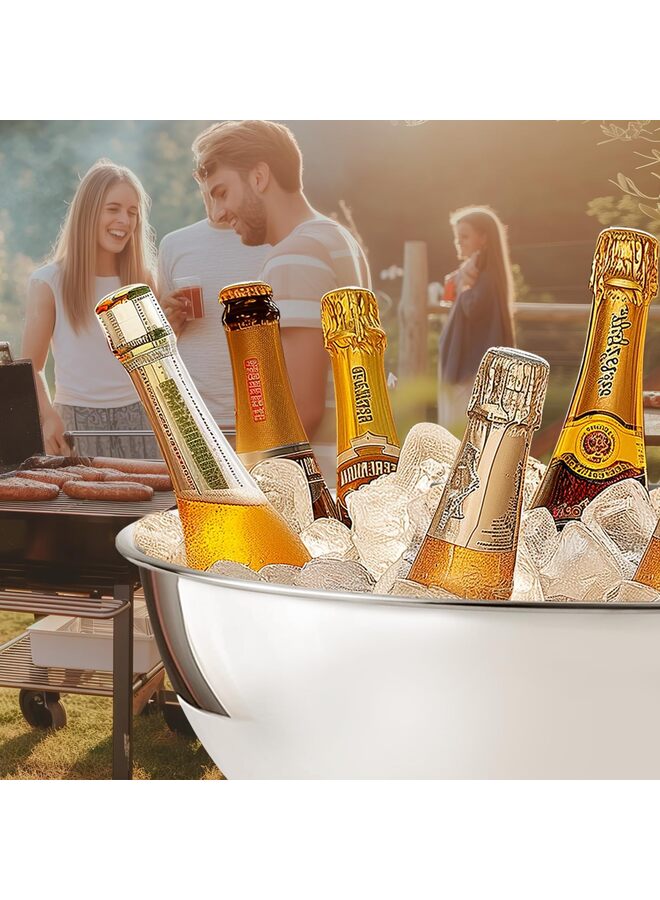 دلو ثلج سعة 13.5 لتر من الفولاذ المقاوم للصدأ، دلو شمبانيا كبير للمشروبات، البيرة، النبيذ، الشمبانيا، المشروبات الباردة، لوازم الحفلات، البار - Image 2