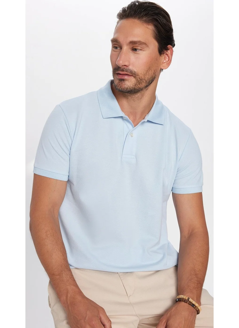 Tudors Men's Slim Fit Slim Fit Cotton Blue Polo Neck T-Shirt