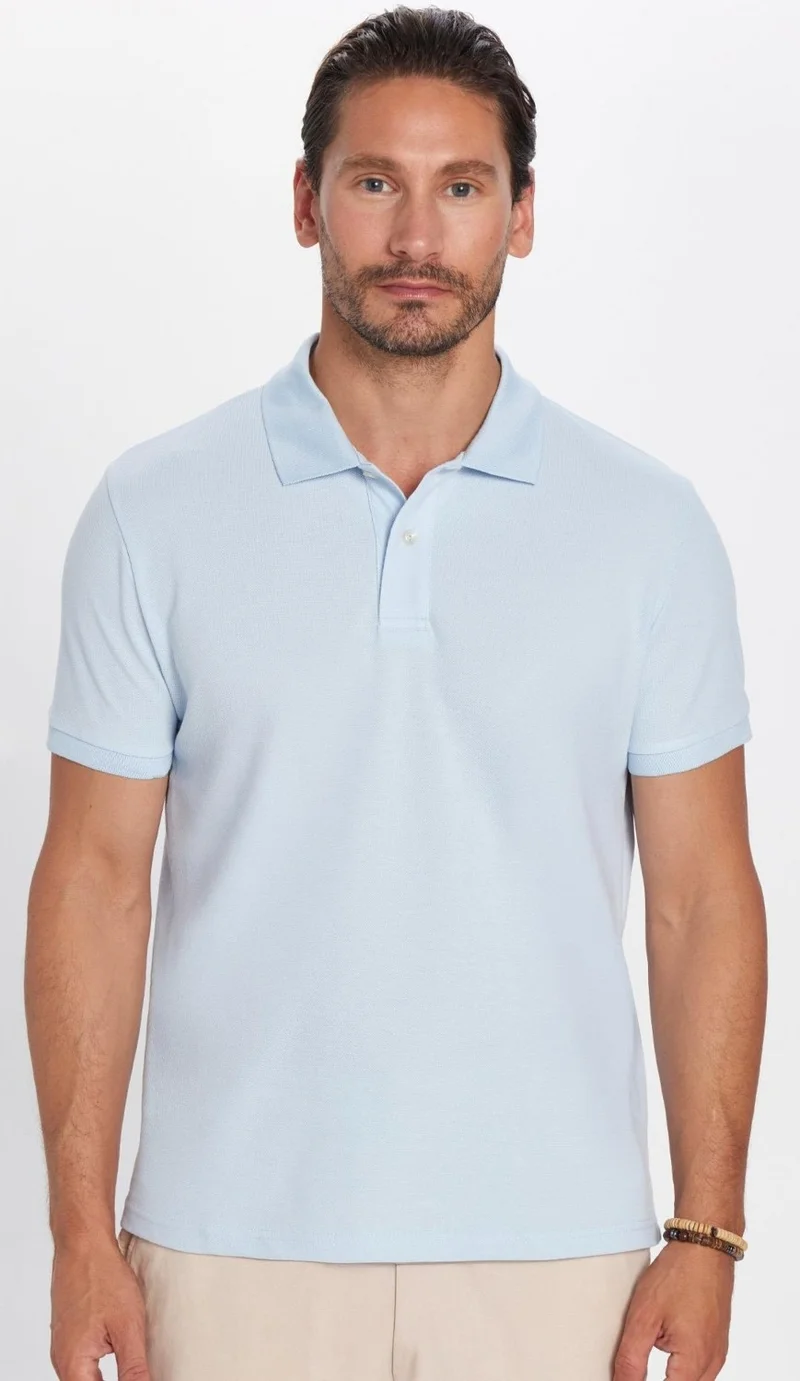 Tudors Men's Slim Fit Slim Fit Cotton Blue Polo Neck T-Shirt