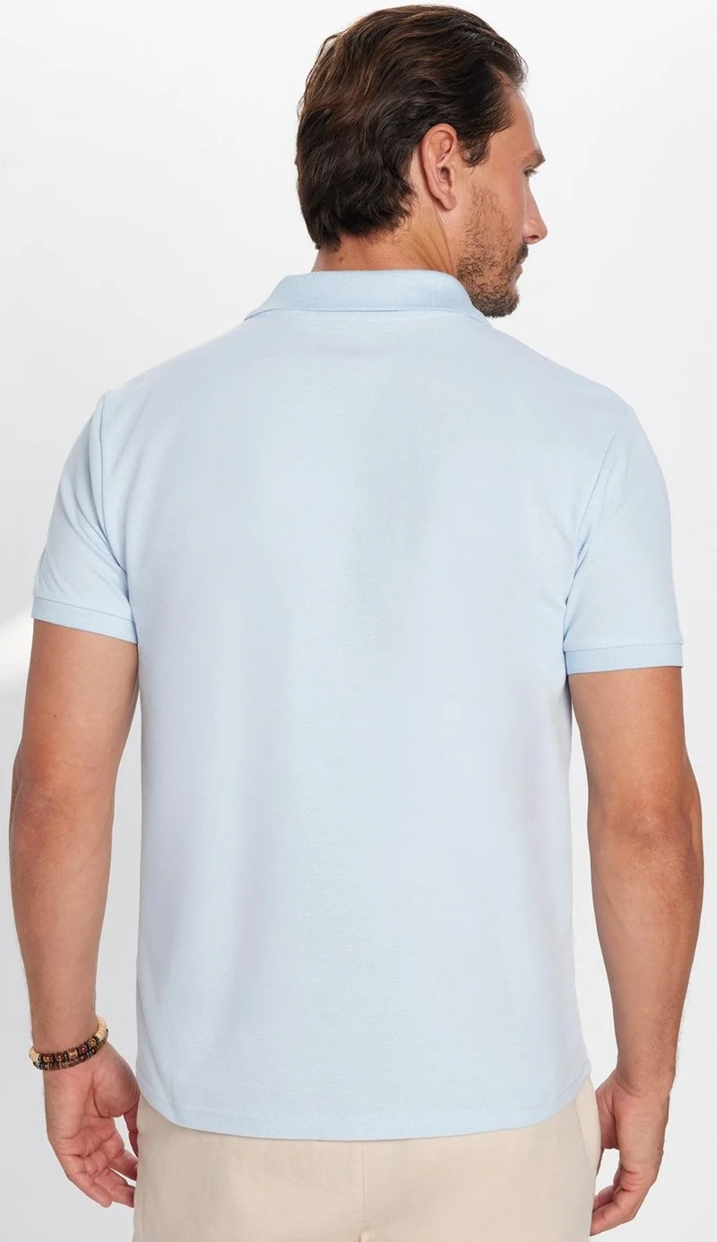 Tudors Men's Slim Fit Slim Fit Cotton Blue Polo Neck T-Shirt