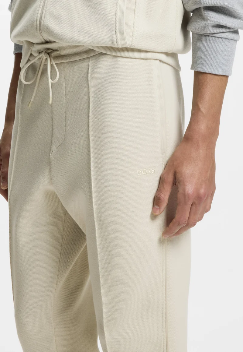 BOSS Light Beige Cotton-blend tracksuit bottoms with piping details for Men | Best Price UAE