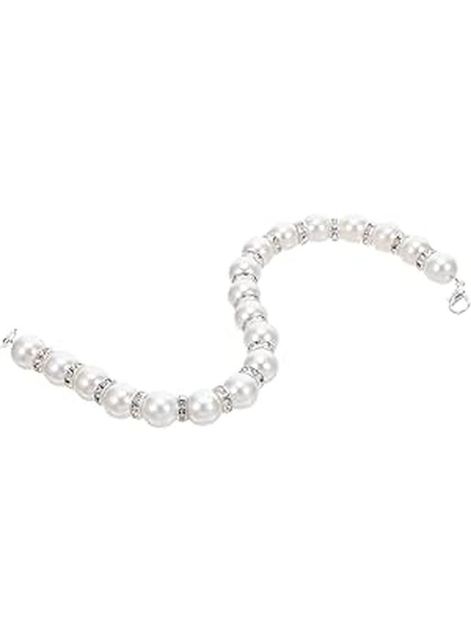 Pearl Chain Strap For Purse DIY With Silver Buckle 23cm Shoulder Bag Accessory - Image 1